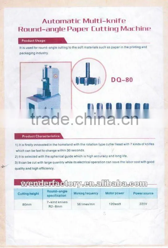 (WD-80 )Auto Interior Angle Corner Cutter Machine paper corner cutter