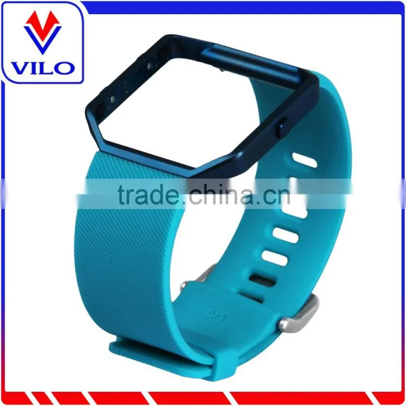 Silicone Bracelet Strap Replacement Band with Metal Frame For Fitbit Blaze Smart Watch