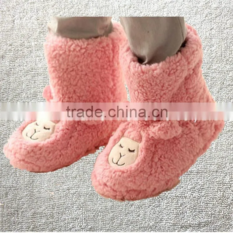 Winter thermal cotton-padded waterproof anti-slip soles slippers,home floor blue microsuede with mouse embroidery children boots