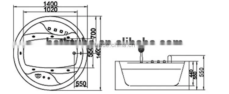 luxury round acrylic hot tub,round massage bathtub,whirlpool tubs
