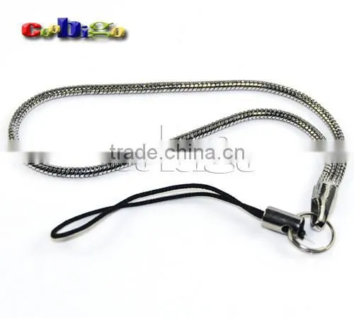 Mobile Cell Phone Strap Lariat Black With Chain Plated (138mm Length) Fit For Toy Keychain Accessories