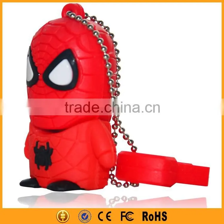 Chiristmas Gift Custom Cartoon USB 2.0 Stick Spiderman USB Flash Drive 16GB