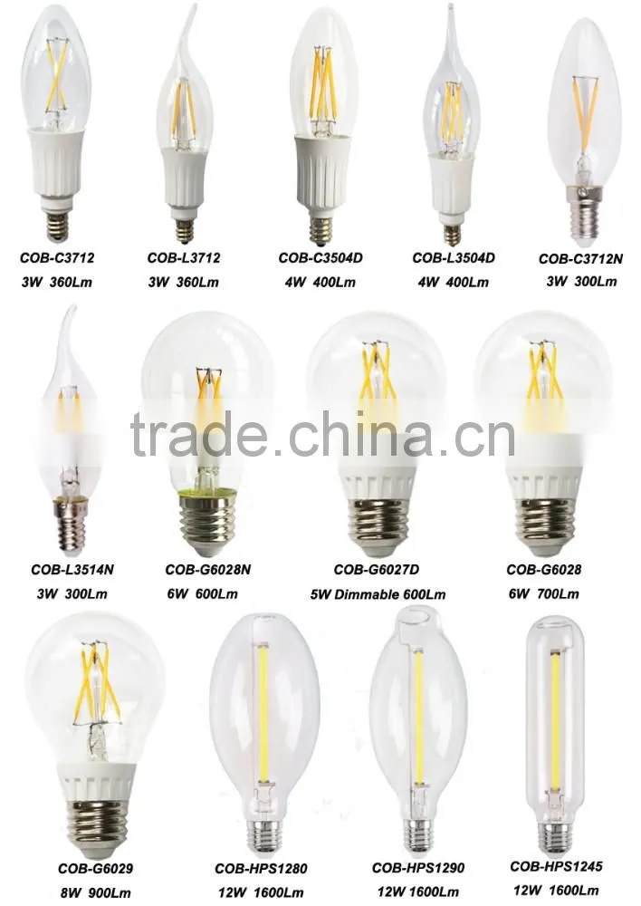Clear Glass Body Material E27 4W 400LM 80Ra C35 Filament LED Candle Bulb