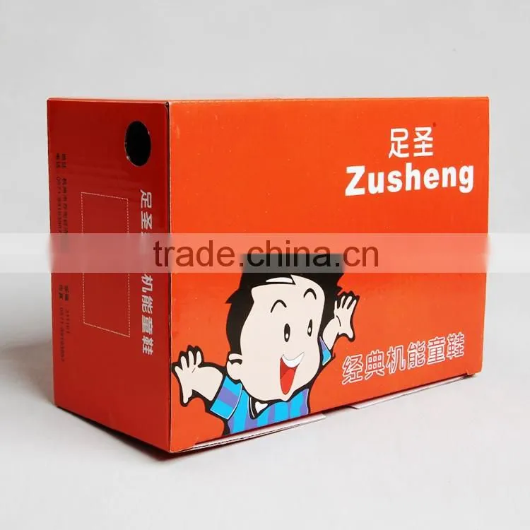 Alibaba credible factory custom packaging box with corrugated paper for kids footwear
