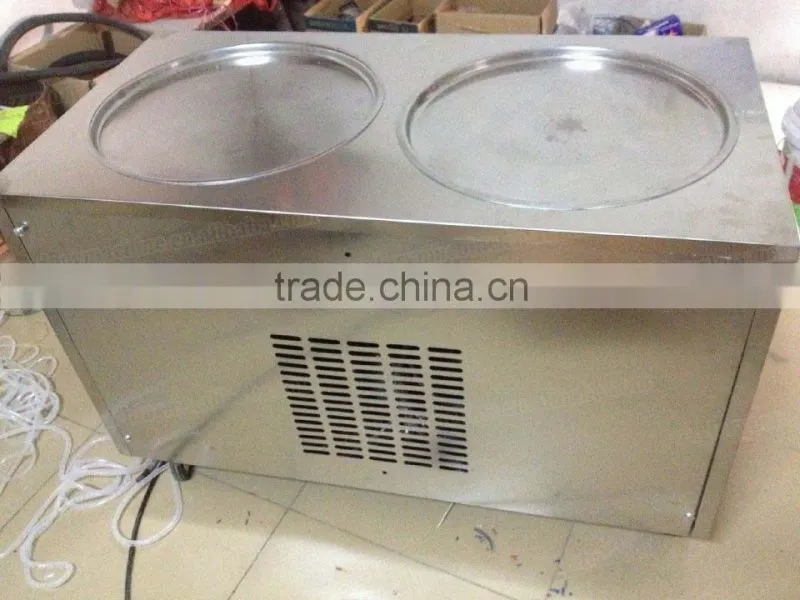 frying ice pan machine/High quality stainless steel 2 pan durable fry ice cream machine