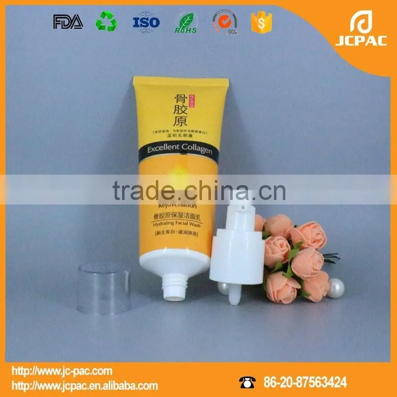 plastic tube with airless pump nozzle, 100ml cosmetic tube for facial wash