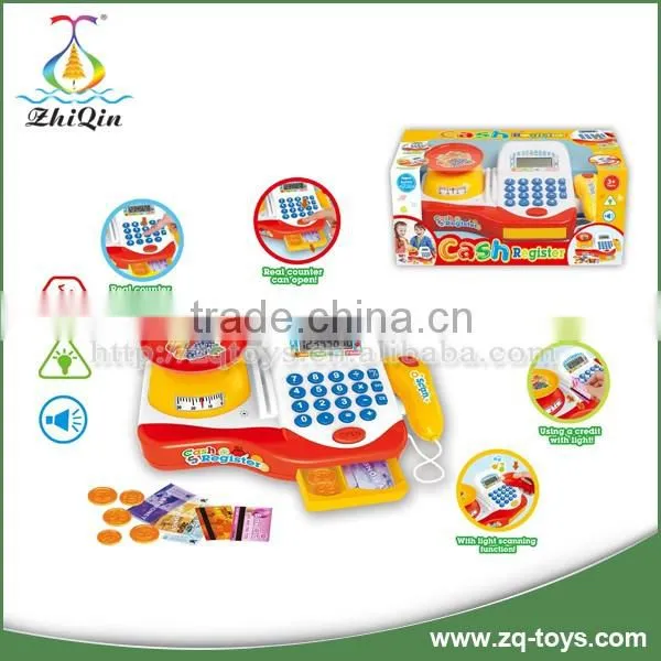 Funny supermarket cashier desk toy preschool toys cash register machine for wholesales