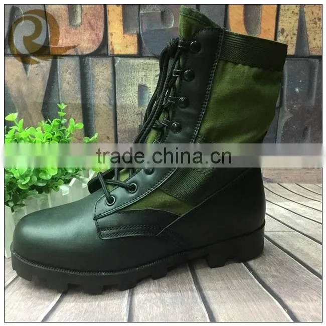 Genuine leather army green black safety jungle boots