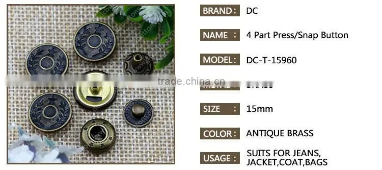 Hot sale high-end quality press spring metal snap button for coat