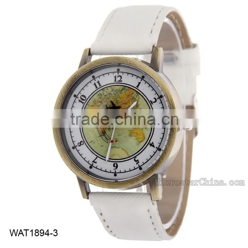 World Map Jean Canvas Wrist Watch