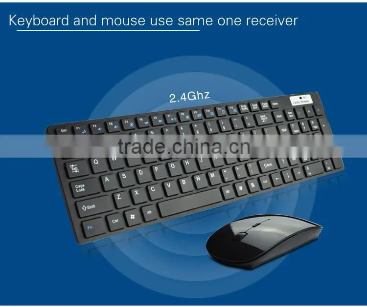 Slim usb ergonomics standard wireless keyboard mouse set for PC