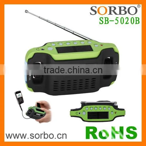 Popular Multifunctional FM Alarm Clock Radio Emergency Lantern With Handheld Solar Rechargeable Torch Light