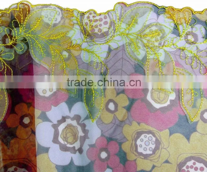 Leaf heat cut Polyester embroidery lace