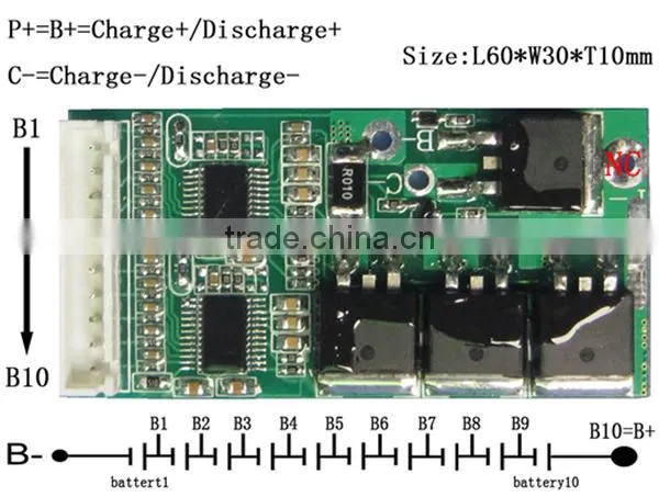 pcb/pcm/bms for 37V 10S Li-ion battery pack unicycle bms