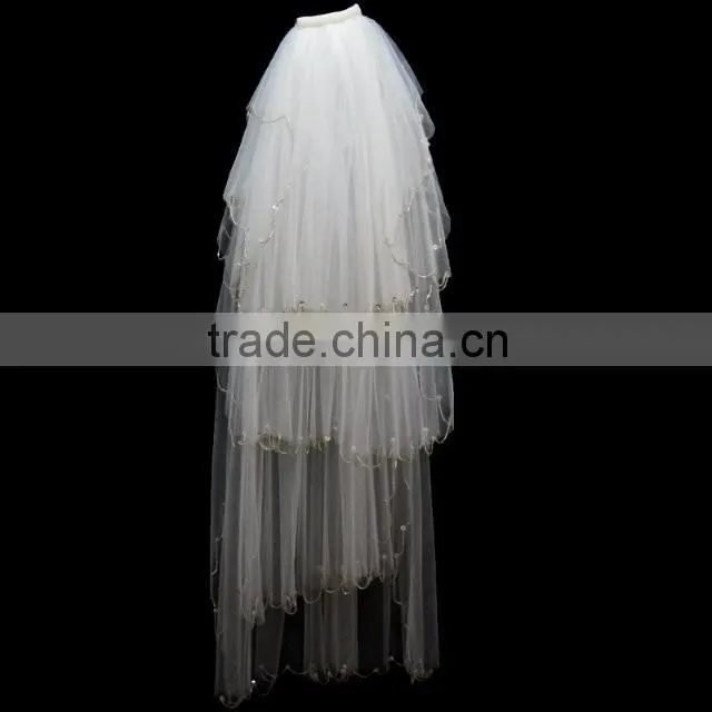 2016 Edged Ivory White Wedding Veil Soft Tulle High Quality Wedding Veils