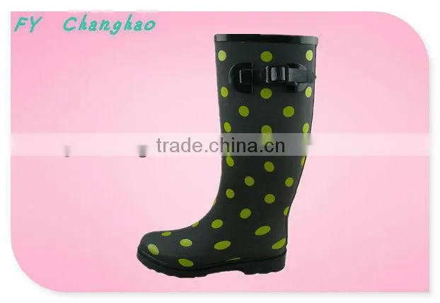 Women Dot Style Rubber Rain Boots