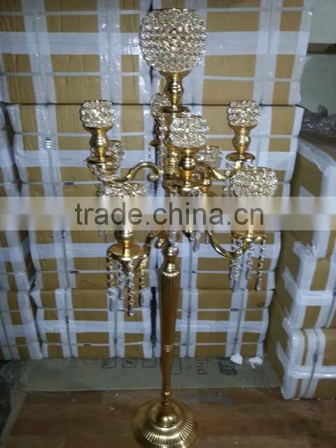 2016 hot product crystal beads candelabra wedding centerpieces