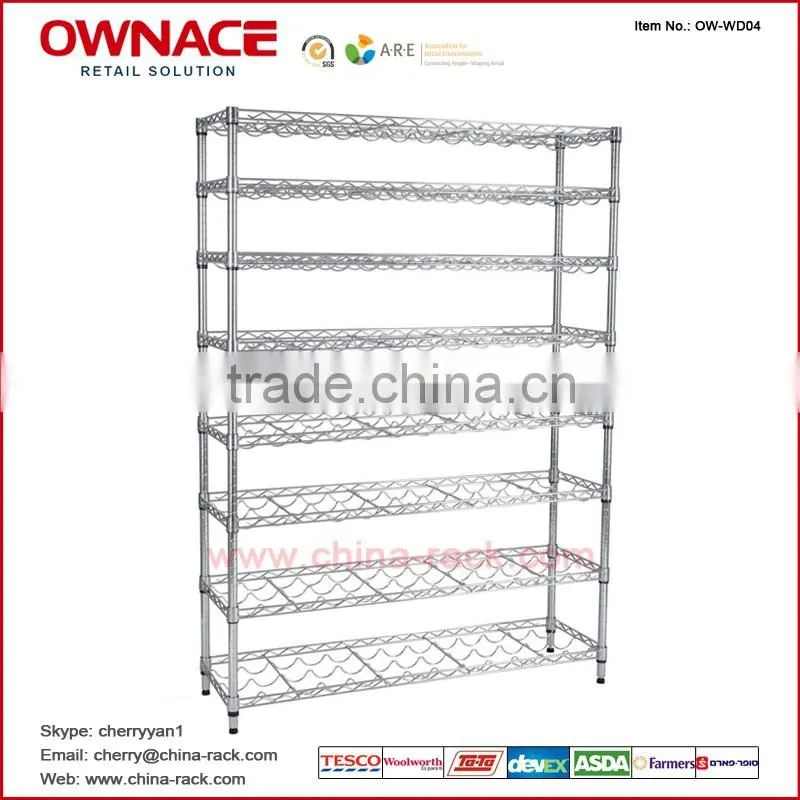 Heavy Duty NSF Chrome Red Wine Bottle Shape Wall Wine Rack