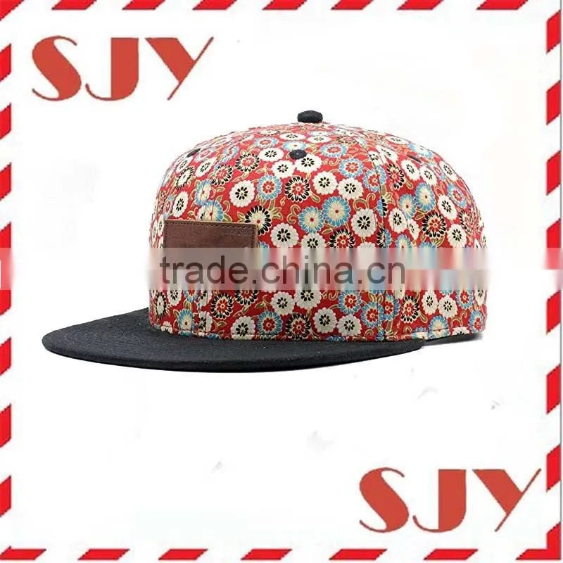 Hawaii Floral Print Hip Hop Flat Bill Baseball Caps