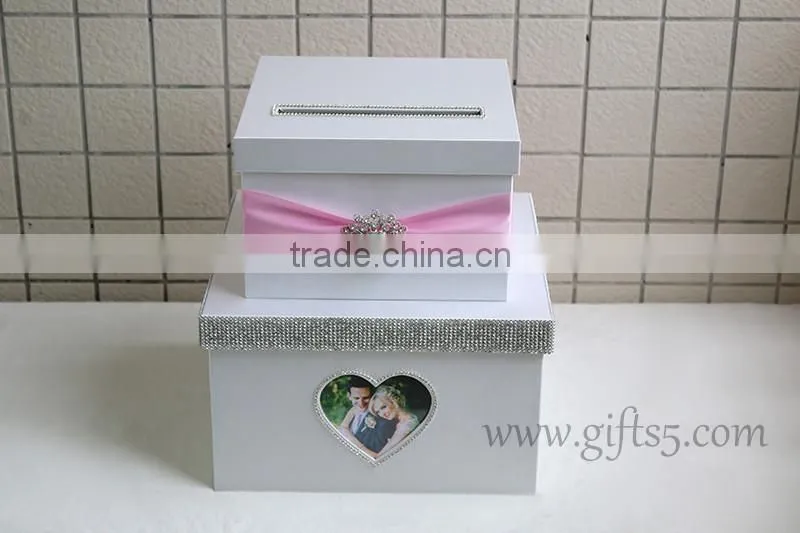 The money box with heart shape photo frame in handmade
