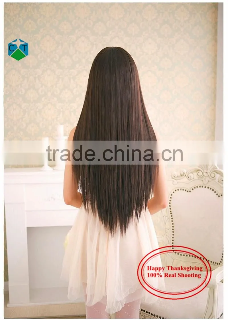 Neat Bang Shave Hair High Temperature Silk Fluffy Long Straight Wig Set Of Spot Female Wig