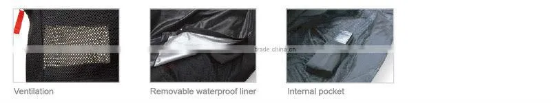 Breathable, waterproof inner, removable protectors motorcycle black jacket