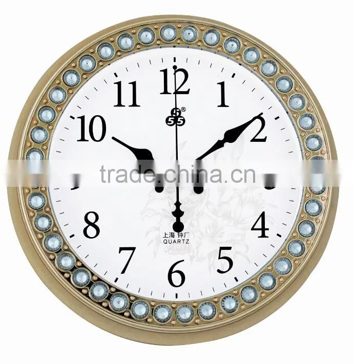 3D Round gold plastic decorative wall clock