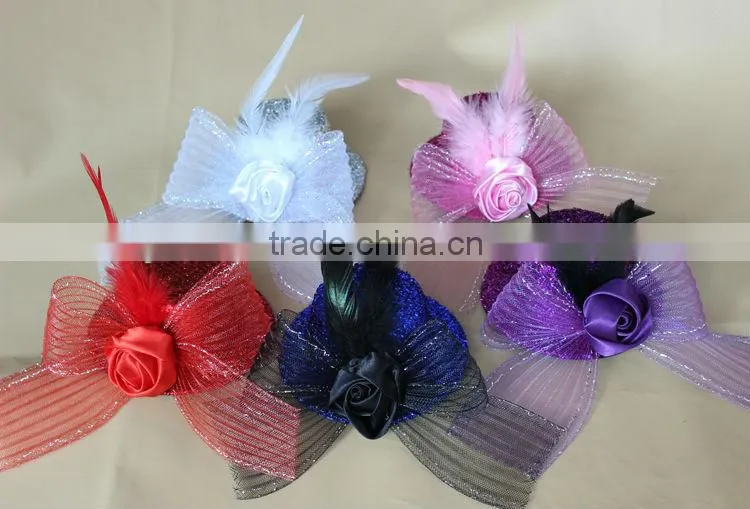 MYLOVE 5" feather hat with clips feather party hat several colors MLXM060