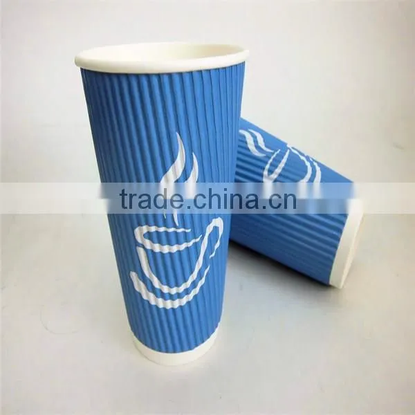 custom printed disposable ripple wall paper cup for shop wholesale