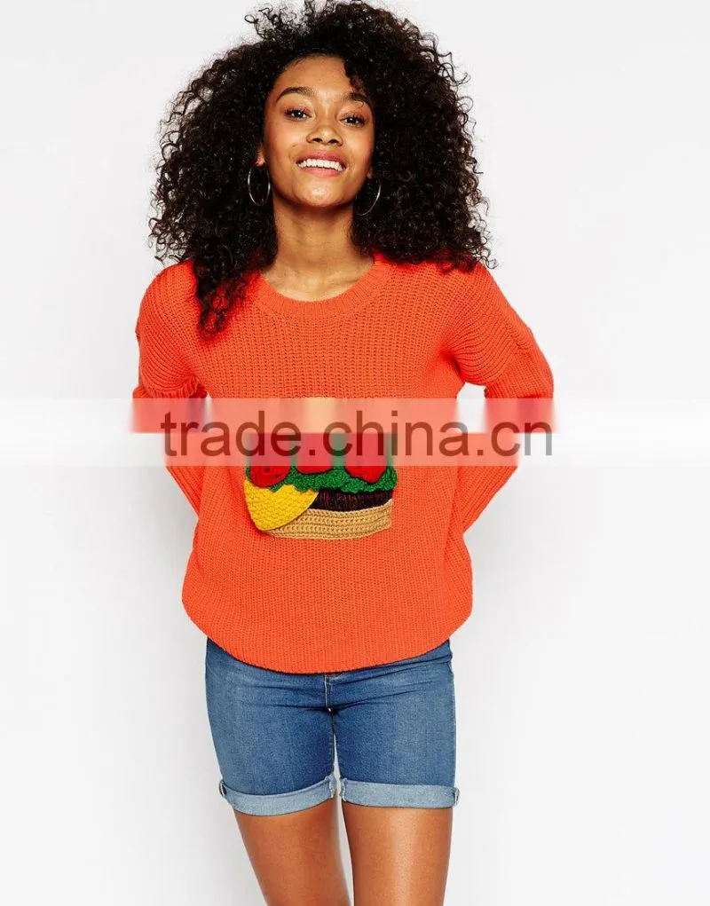 High fashion design sexy women cheap casual sweater Orangecrochet Cute sweatershirt Custom
