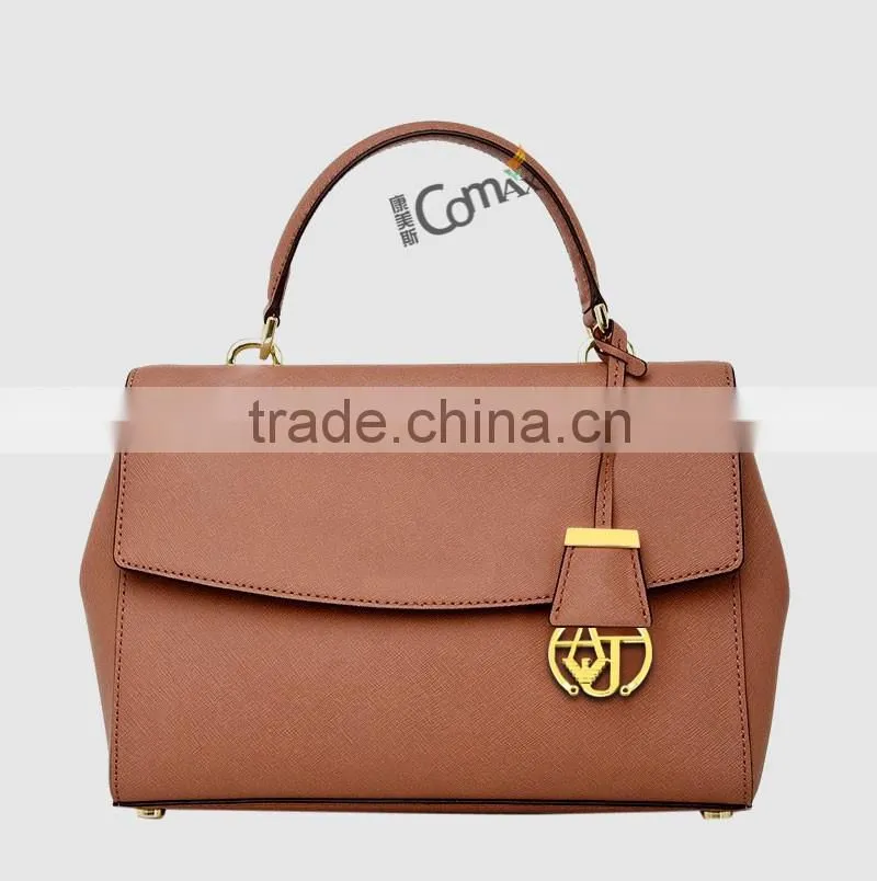 Hollowed metal brand designer handbags logo design with hanging hole