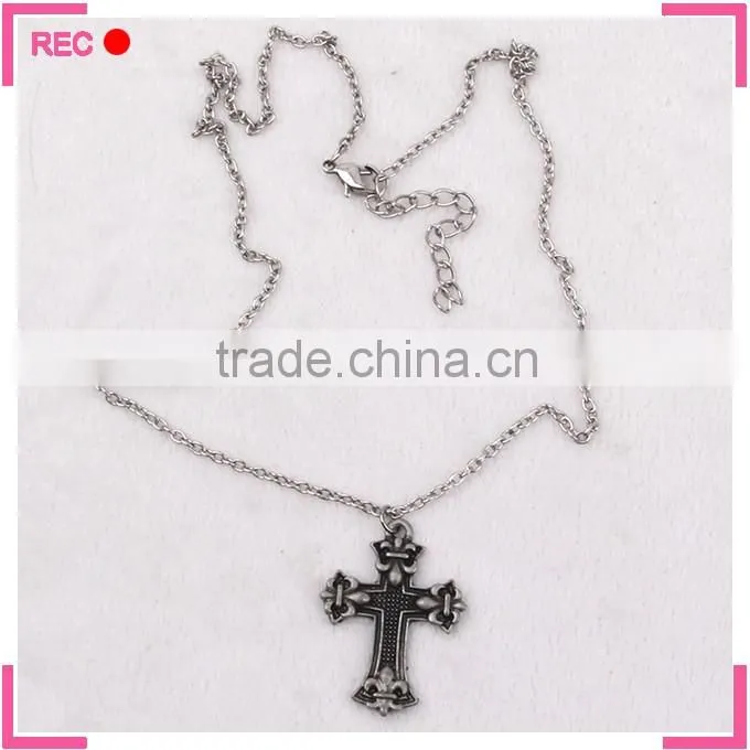 Meaningful pendant necklace antique copper, religious cross necklace