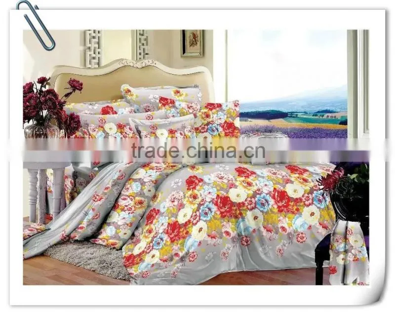 100% polyester 3d printed textile fabric with big flowers bedsheet of china