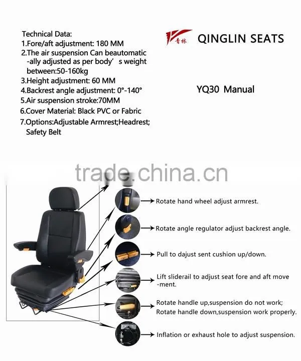 Air suspension truck driver seat for heavy truck(YQ30)