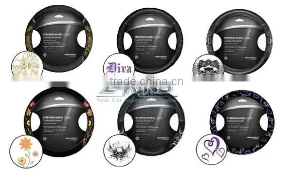 universal black and white pvc foaming steering wheel cover