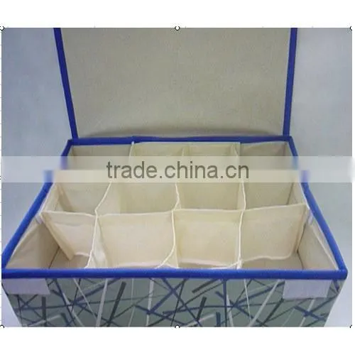 Practical non-woven fabric foldable 12 grids storage box with hard lid,Badroom bin for women socks/underware,ornament(BBHT002)