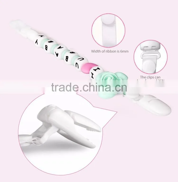 BPA free Silicone Baby Pacifier Clip Chain for Boys and Girls