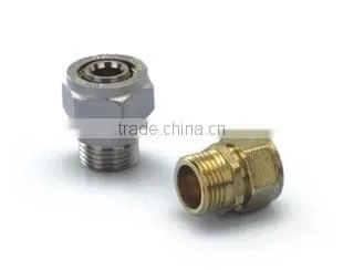 Male straight union compression fitting connector for PEX-AL-PEX bras fitting coupling for plumbing