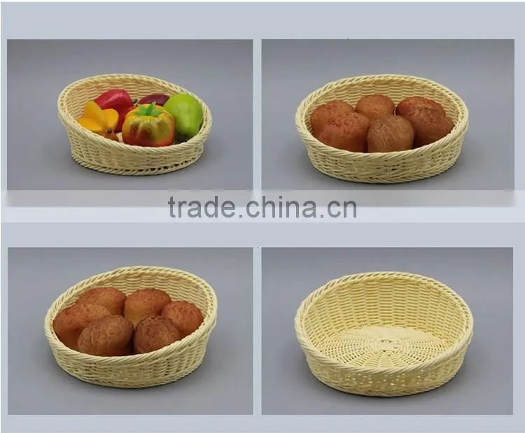 Cusotm size oblique mouth design 100% hand woven fruit vegetable plastic wicker basket