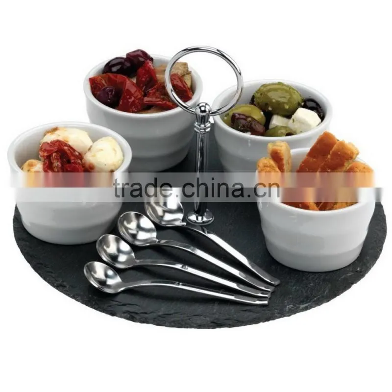 rectangular black Natural Slate food serving tray