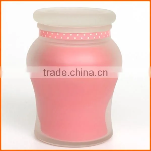 Factory price frosted glass candle jar with lid