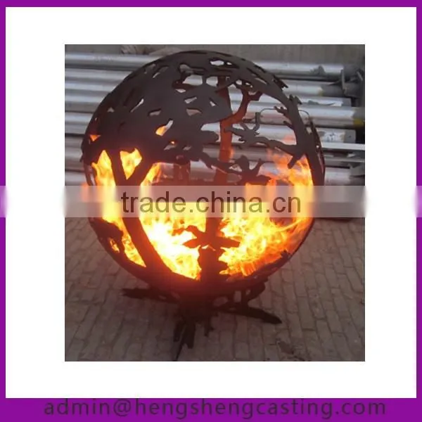 Large Spherical Outdoor Decorated steel firepit sphere