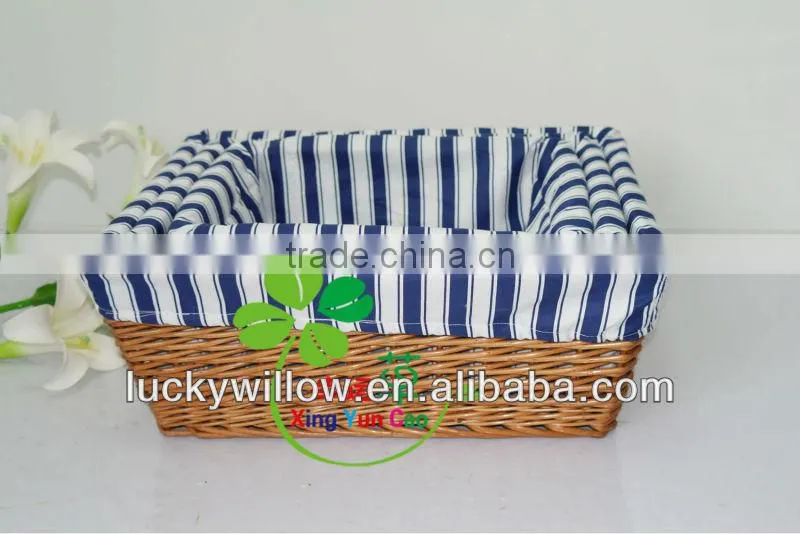 genuine handmade wicker storage organizing basket with chambray liner
