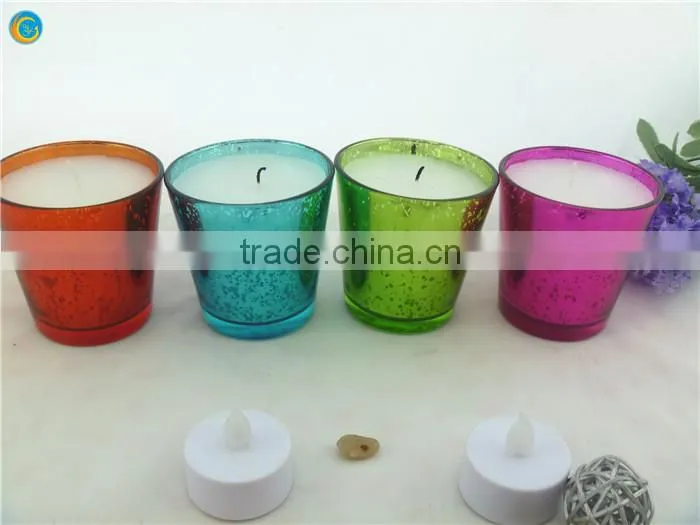 glass candle holder filling with wax set