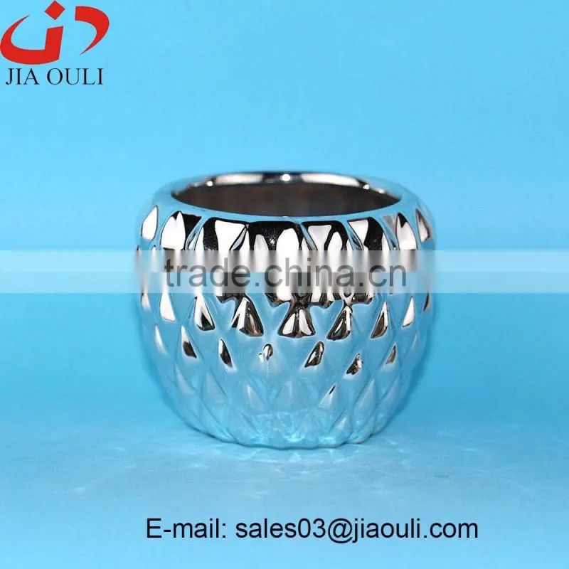 MINI pineapple shape plating silver garden pots ceramic, nursery pots