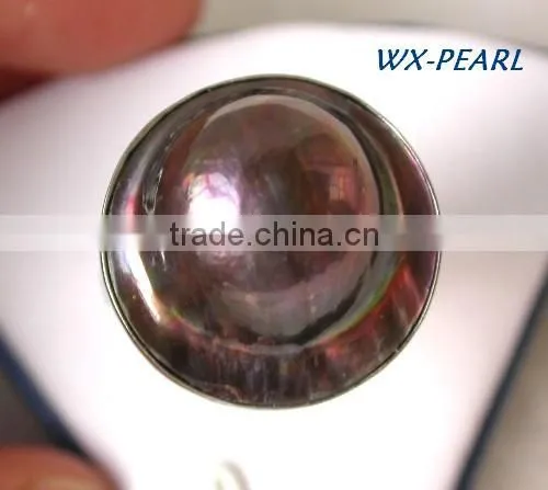 fashion gold stainless steel purple pearl rings Tahitian Pearl Ring