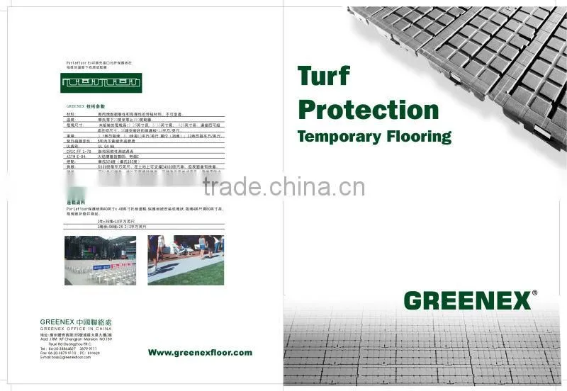 hard plastic floor covering for protecting natural grass and artificial grass