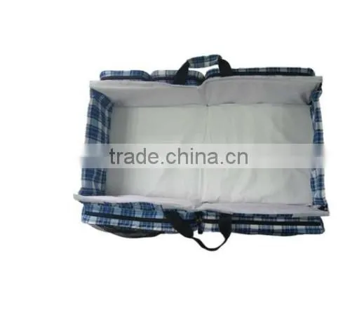 2017 new design Portable Travel Plaid Fabric Baby Bed Bag