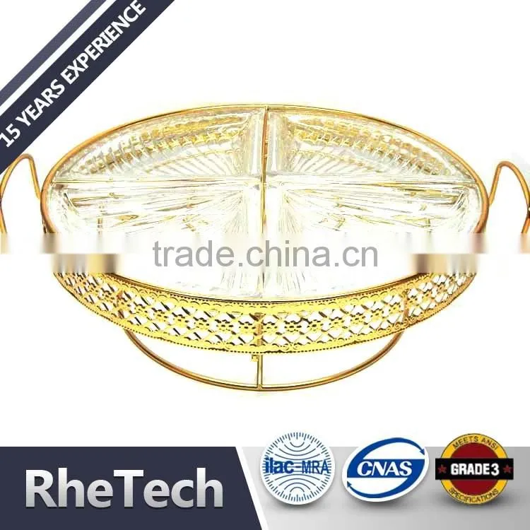 Round Shape Metal Wire Fruit Basket with Brass Antique Rack
