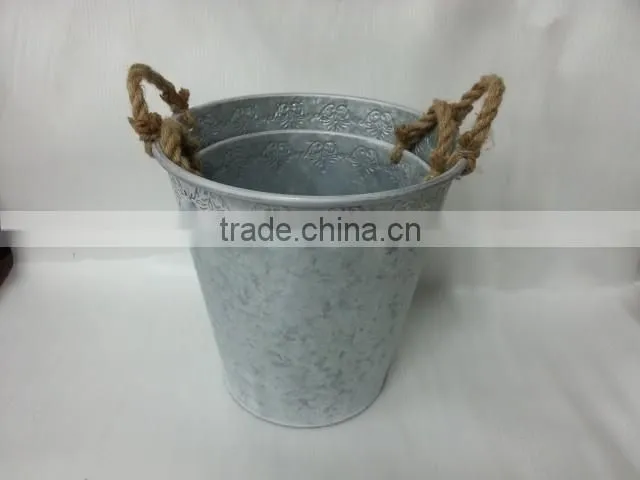 2016 New grey/white wash Metal/tin flower planter pots
